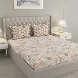 Raymond Home Brown Geometric 120 TC Queen Bedsheet with 2 Pillow Covers-image-27