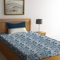 MYTRIDENT Urban Comfort White Ethnic Motifs Cotton 144 TC Single Bedsheet & 1 Pillow Cover-picture-40