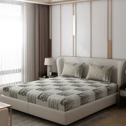 Monte Carlo Edmond Beige & Black Floral 130 TC Queen Bedsheet with 2 Pillow Covers-53