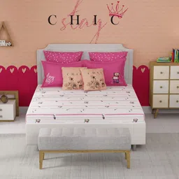 MYTRIDENT White & Pink Graphic 144 TC King Bedsheet with 2 Pillow Covers-image-16