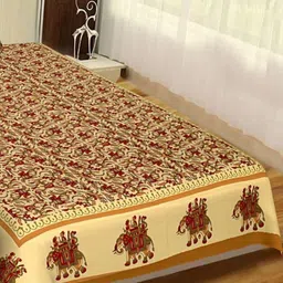 UNIQCHOICE Brown Floral Cotton 120 TC Single Bedsheet with 1 Pillow Cover-2.25 m x 1.50 m-image-34