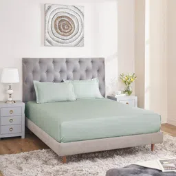 MYTRIDENT nectarsoft signature select Green 400 TC King Bedsheet with 2 Pillow Covers-image-3