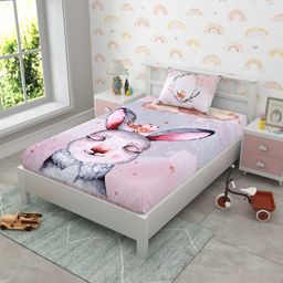 EverHOME Pink Cartoon Characters 160 TC Single Bedsheet Set-image-33