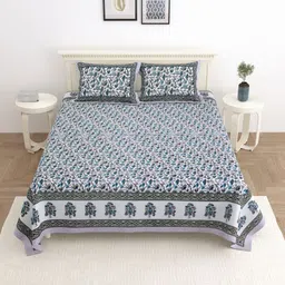 Wayne Martin Purple Floral 330 TC King Bedsheet with 2 Pillow Covers-picture-5