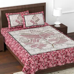 JAIPUR FABRIC Beautiful Branch Pink Floral Cotton 180 TC Single Bedsheet & 2 Pillow Covers-image-22