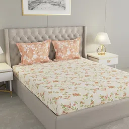 Raymond Home Brown & Beige Floral 120 TC Cotton Queen Bedsheet Set 2.24 m X 2.54 m-image-39
