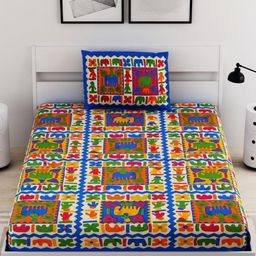 UNIQCHOICE Blue Floral Cotton 120 TC Single Bedsheet with 1 Pillow Cover-2.25 m x 1.50 m-image-46