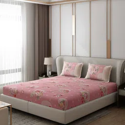 Monte Carlo Vibrant Pink & Red Ethnic Motifs 130 TC Queen Bedsheet with 2 Pillow Covers-image-70