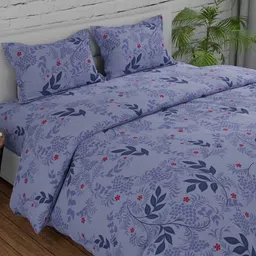 Huesland Purple & Grey Geometric Printed 144 TC Cotton King Bedsheet Set 2.74 m x 2.74 m-image-94