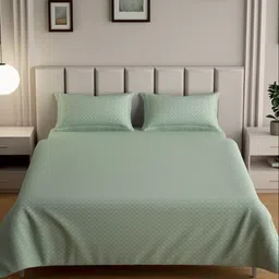 Mulberry Living Green Geometric Printed 300 TC Cotton King Bedsheet Set 2.74 m x 2.74 m-picture-39