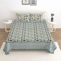 Wayne Martin Grey Floral 330 TC King Bedsheet with 2 Pillow Covers-picture-30