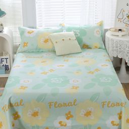 JC HOME Green & Yellow 200 TC Cotton King Bedsheet with 2 Pillow Covers-image-47