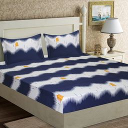 Aura Abstract Print 152 TC Microfiber Queen Bedsheet with 2 Pillow Covers-17