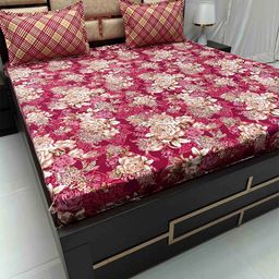 Pure Decor Leisure Fur Maroon & Brown Floral 240 TC King Bedsheet with 2 Pillow Covers-picture-5
