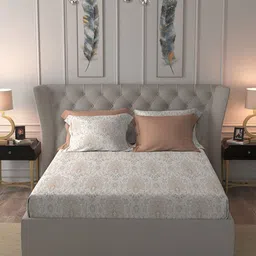 MYTRIDENT Nectarsoft Brown Printed Pure Cotton 300TC King Bedsheet Sets - 2.74 m x 2.74 m-image-44