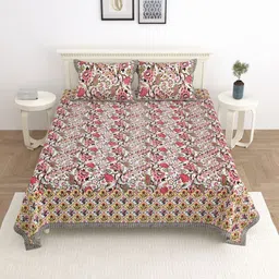 Wayne Martin Mustard Floral 330 TC King Bedsheet with 2 Pillow Covers-picture-15