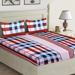 Aura 152 TC Queen Bedsheet with 2 Pillow Covers-image-121