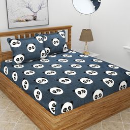 MORADO Black & White Cartoon Characters 210 TC Queen Fitted Bedsheet with 2 Pillow Covers-image-57