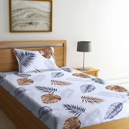 Arrabi White 300 TC Single Bedsheet With 1 Pillow Cover-image-39