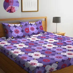 Arrabi Blue Geometric 300 TC King Bedsheet with 2 Pillow Covers-image-69