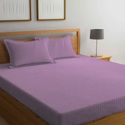 KLOTTHE Pink Striped 210 TC King Bedsheet with 2 Pillow Covers-image-19