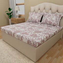 Himeya Rose & White Floral Pure Cotton 180 TC Queen Bedsheet with 2 Pillow Covers-image-45