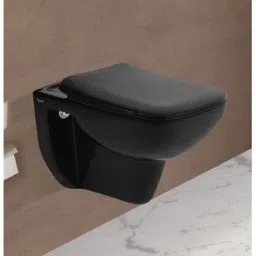 Rimless Wall Mount Ceramic Water Closet With Soft Close Seat Cover Bathrooms P Trap Outlet is from Wall with Soft Close Seat Cover in Black Western Commode-image-55