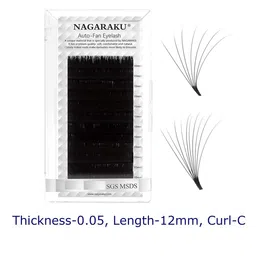 NAGARAKU Black Easy Fanning 12 Rows Mega Volume Eyelash Extension - Curl D-4