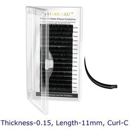 NAGARAKU Black Flat Ellipse Split Tips Shaped 12 Rows False Eyelashes - Curl C - 0.15/11-15