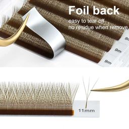 NAGARAKU Brown Automatic Flower W Shape Premade 12 Rows Eyelash Extension- Curl C- 0.07/9 image 5
