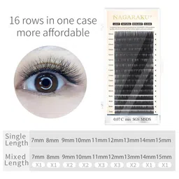NAGARAKU Individual Black 16 Lines Super Soft Eyelash Extensions - Curl C image 3