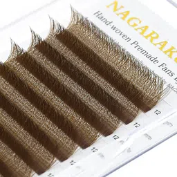 NAGARAKU Brown Automatic Flower W Shape Bloom 3D Premade Fans Eyelash Extensions - Curl D image 5