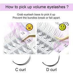 NAGARAKU Black Sharp Narrow Stem Premade Fans 16 Rows 5D Eyelashes Curl D- 0.07/9-14 image 4