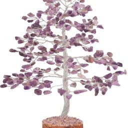 Amethyst Crystal Bonsai Money Tree Natural Gemstone Feng Shui Home Office Decor Good Luck Wealth Prosperity Reiki Healing Positive Energy Spiritual Gift (Size 10 Inches, Silver Wire) Decorative Showpiece-25 cm-16