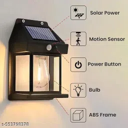 svs team Solar Wall Light with Motion Sensor | Waterproof LED Lamp with Auto On/Off for Outdoor Use Motion Detection, LED Bulb, ABS Frame,AUTO CHARGING ,AUTO ON OFF SYSTEM Gate Light Outdoor Lamp image 2