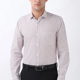 Men Slim Fit Striped Spread Collar Formal Shirt-image-77