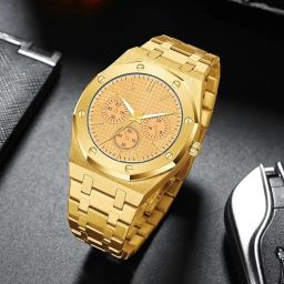 METAL GOLD STRAP FOR MAN Analog Watch - For Men METAL GOLD CHAIN WATCH FOR MAN-image-32
