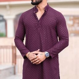 Men Printed, Chikan Embroidery Viscose Rayon Straight Kurta-image-75