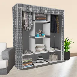 8 Shelf Foldable Collapsible Wardrobe Storage Organizer Almirah Cloth Rack PP Collapsible Wardrobe-image-36