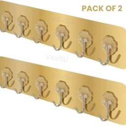 Self-Adhesive Wall Hooks - 6 Hooks Sticky Hanger for Kitchen, Bathroom-Strong Hook Rail 6-18
