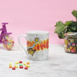 CLAY CRAFT White Little Miss Sunshine Printed Ceramic Milk Mug 350 ml-44