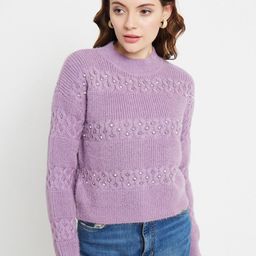 Madame Cable Knit Self Design Embellished Detailed Pullover-picture-27