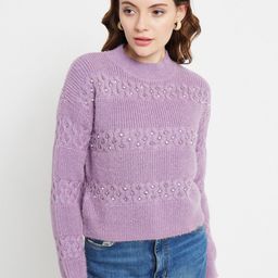 Madame Cable Knit Round Neck Long Sleeves Embellished Pullover Sweater-picture-42