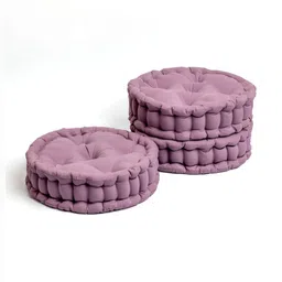 SKANDA FAB 3 Pcs Purple Cotton Filled Round Cushions-image-99