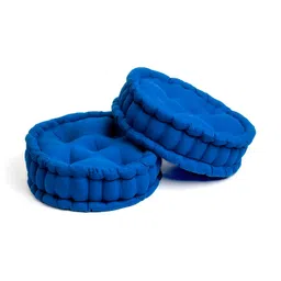 SKANDA FAB Blue 2 Pcs Pure Cotton Round Floor Cushions-image-26