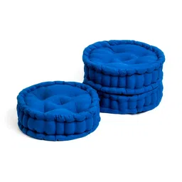 SKANDA FAB Blue 3 Pieces Pure Cotton Round Floor Cushions-image-98