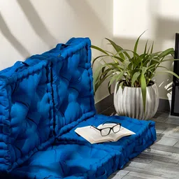 SKANDA FAB Blue 4 Pieces Quilted Pure Cotton Floor Cushions-picture-21