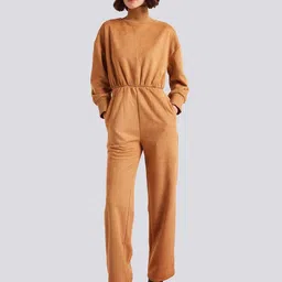 Muvazo Coffee High Neck Basic Jumpsuit-picture-10
