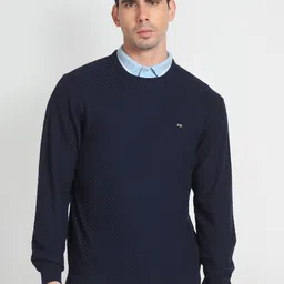 Arrow Sport Geometric Self Design Pure Cotton Pullover-picture-15