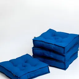 SKANDA FAB Blue 4 Pieces Pure Cotton Floor Cushions-image-98